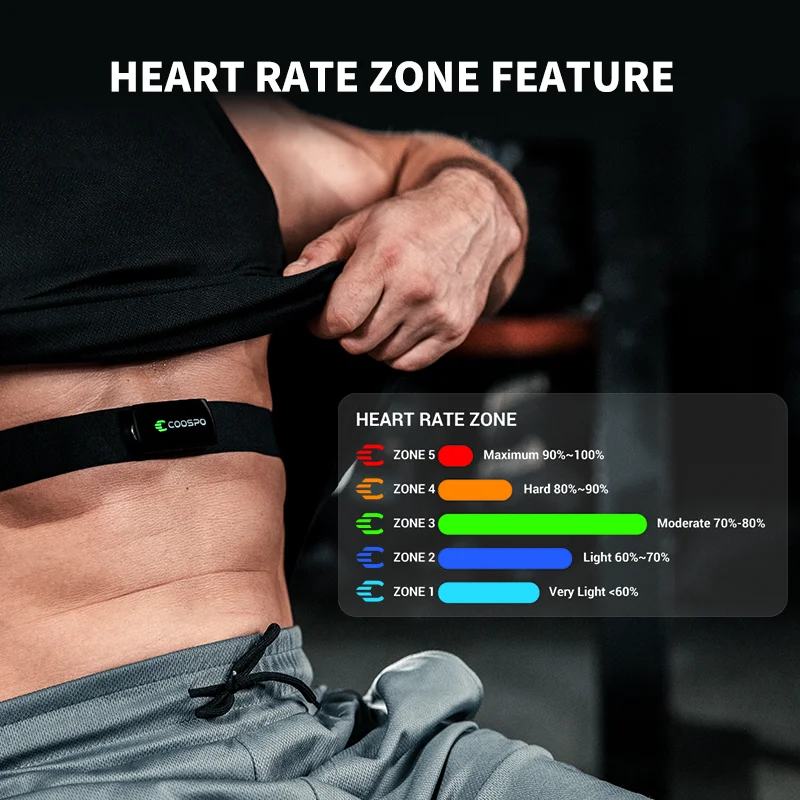 Cycling Zwift - Moniteur de fréquence cardiaque rechargeable COOSPO